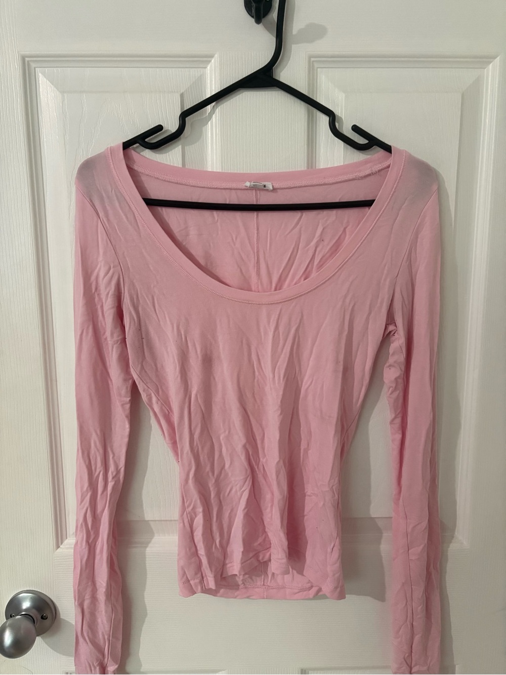 Garage Lightweight Scoop Neck Long Sleeve Top - Pink